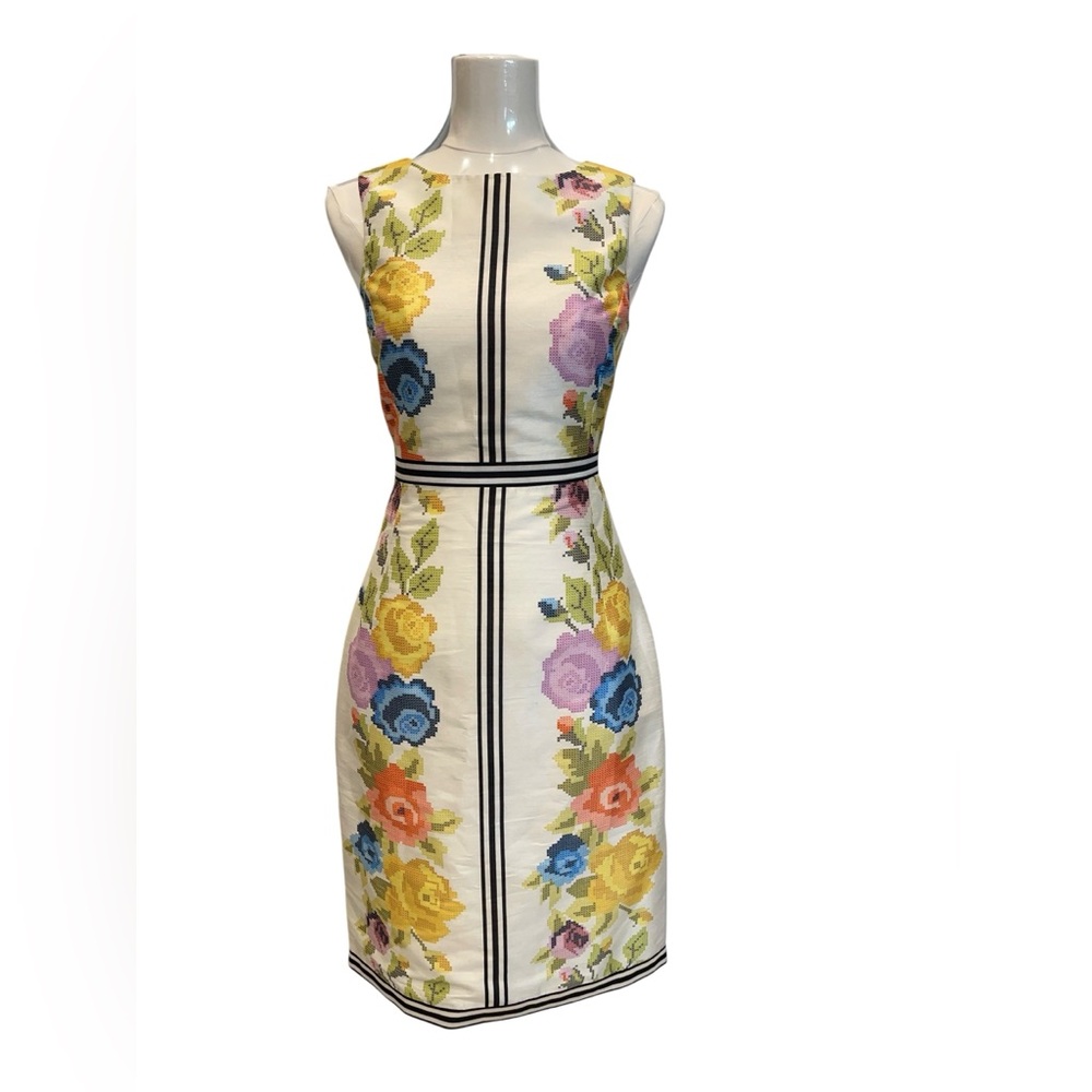 Anthropologie Payal Pratap Garden Grid Sheath Dress Size:0 - Picture 6 of 10